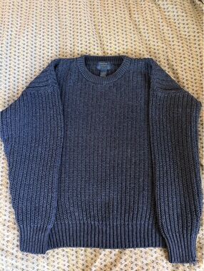 Vintage 1990s Cambridge Classics Blue Chunky Knit Sweater- 100% cotton